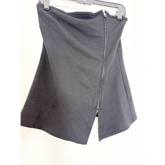 Anthropologie Maeve Asymmetrical Zipper Tube Top Black Size Small Quiet Luxury - Picture 8 of 11